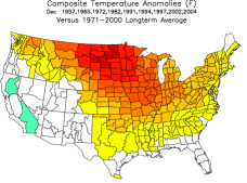 Illinois Temperature Departures for December