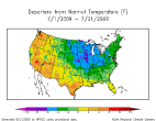 Illinois Temperature Departures for July 2009
