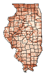 This map shows the soil drainage suitability of this crop in the state of Illinois.