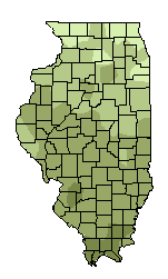 This map shows the growing days suitability of this crop in the state of Illinois.