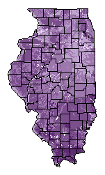 This map shows the soil pH suitability of this crop in the state of Illinois.