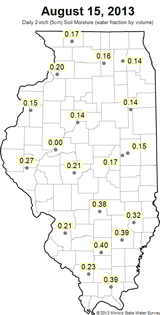 Soil Moisture map for August 15th, 2013