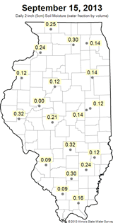 Soil Moisture map for August 15th, 2013