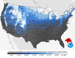 Historical probability of a white Christmas