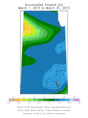 Accumulated Snowfall (in.): March 1, 2015 to March 31, 2015 - click to enlarge Accumulated Snowfall (in.): March 1, 2015 to March 31, 2015