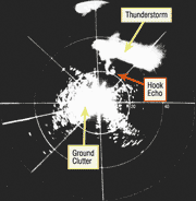 First radar tracking of a tornado's hook echo