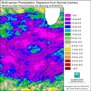 Multi-sensor Precipitation: Departure from Normal (inches) - click to enlarge Multi-sensor Precipitation: Departure from Normal (inches)