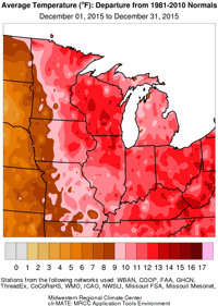 Average Temperature (F): Departure from 1981 to 2010 Normals