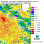 Multi-sensor Precipitation: Departure from Normal (inches)