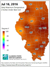 Daily Maximum Temperature 4 Inches Under Bare Soil - June 15, 2016