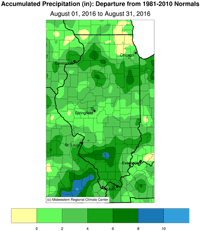 Multi-sensor Precipitation: Departure from Normal (inches)