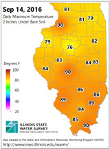 Daily Maximum Temperature 2 Inches Under Bare Soil - September 14, 2016