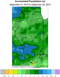 Accumulated Precipitation (in): Departure from 1981-2000 Normals, August 1, 2016 to August 31, 2016