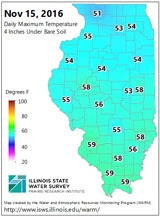 Daily Maximum Temperature 4 Inches Under Bare Soil - November 15, 2016