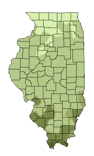 This map shows the growing days suitability of this crop in the state of Illinois.