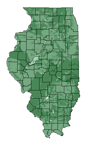 This map shows the overall suitability of this crop in the state of Illinois.