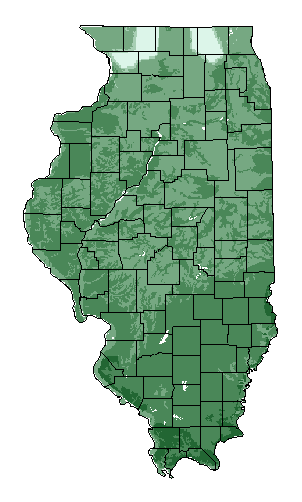 This map shows the overall suitability of this crop in the state of Illinois.