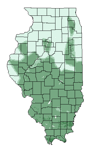 This map shows the overall suitability of this crop in the state of Illinois.
