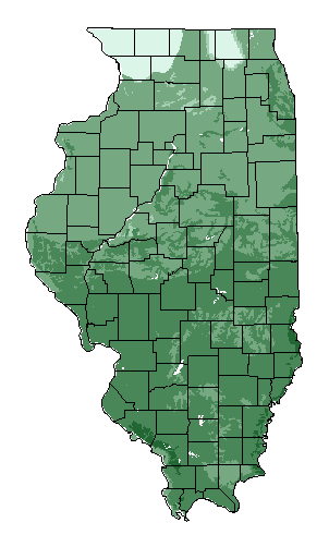 This map shows the overall suitability of this crop in the state of Illinois.