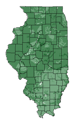 This map shows the overall suitability of this crop in the state of Illinois.