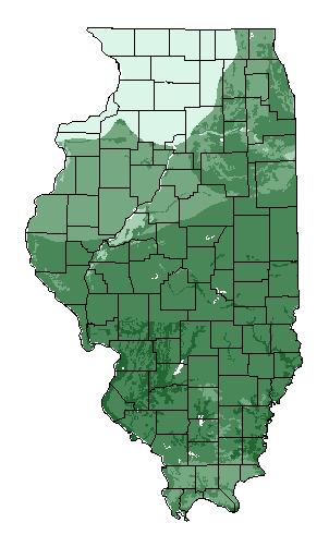 This map shows the overall suitability of this crop in the state of Illinois.