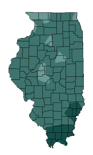 This map shows the precipitation suitability of this crop in the state of Illinois.