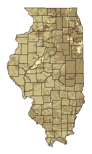 This map shows the soil texture suitability of this crop in the state of Illinois.
