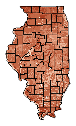 This map shows the soil drainage suitability of this crop in the state of Illinois.