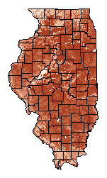 This map shows the soil drainage suitability of this crop in the state of Illinois.