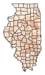 This map shows the soil drainage suitability of this crop in the state of Illinois.