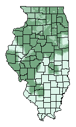 This map shows the overall suitability of this crop in the state of Illinois.