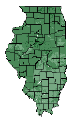 This map shows the overall suitability of this crop in the state of Illinois.