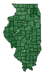 This map shows the overall suitability of this crop in the state of Illinois.