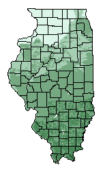 This map shows the overall suitability of this crop in the state of Illinois.