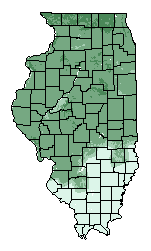 This map shows the overall suitability of this crop in the state of Illinois.