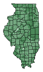 This map shows the overall suitability of this crop in the state of Illinois.