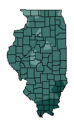 This map shows the precipitation suitability of this crop in the state of Illinois.