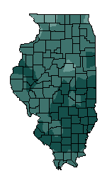 This map shows the precipitation suitability of this crop in the state of Illinois.