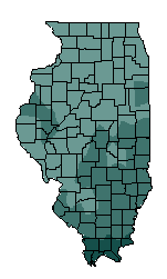 This map shows the precipitation suitability of this crop in the state of Illinois.