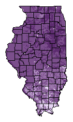 This map shows the soil pH suitability of this crop in the state of Illinois.