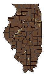 This map shows the soil texture suitability of this crop in the state of Illinois.