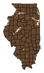 This map shows the soil texture suitability of this crop in the state of Illinois.