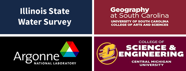 LIDARstudySponsors Logos for Illinois Water Survey at University of Illinois, University of South Carolina Geology Dept., Argonne National Laboratory, Central Michigan University