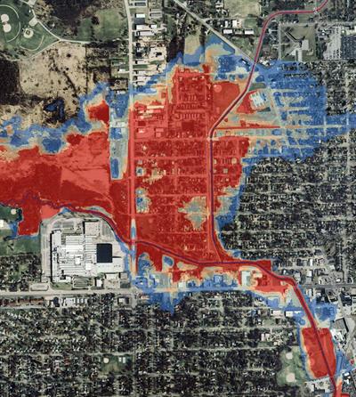 Percent chance of flooding Percent chance of flooding