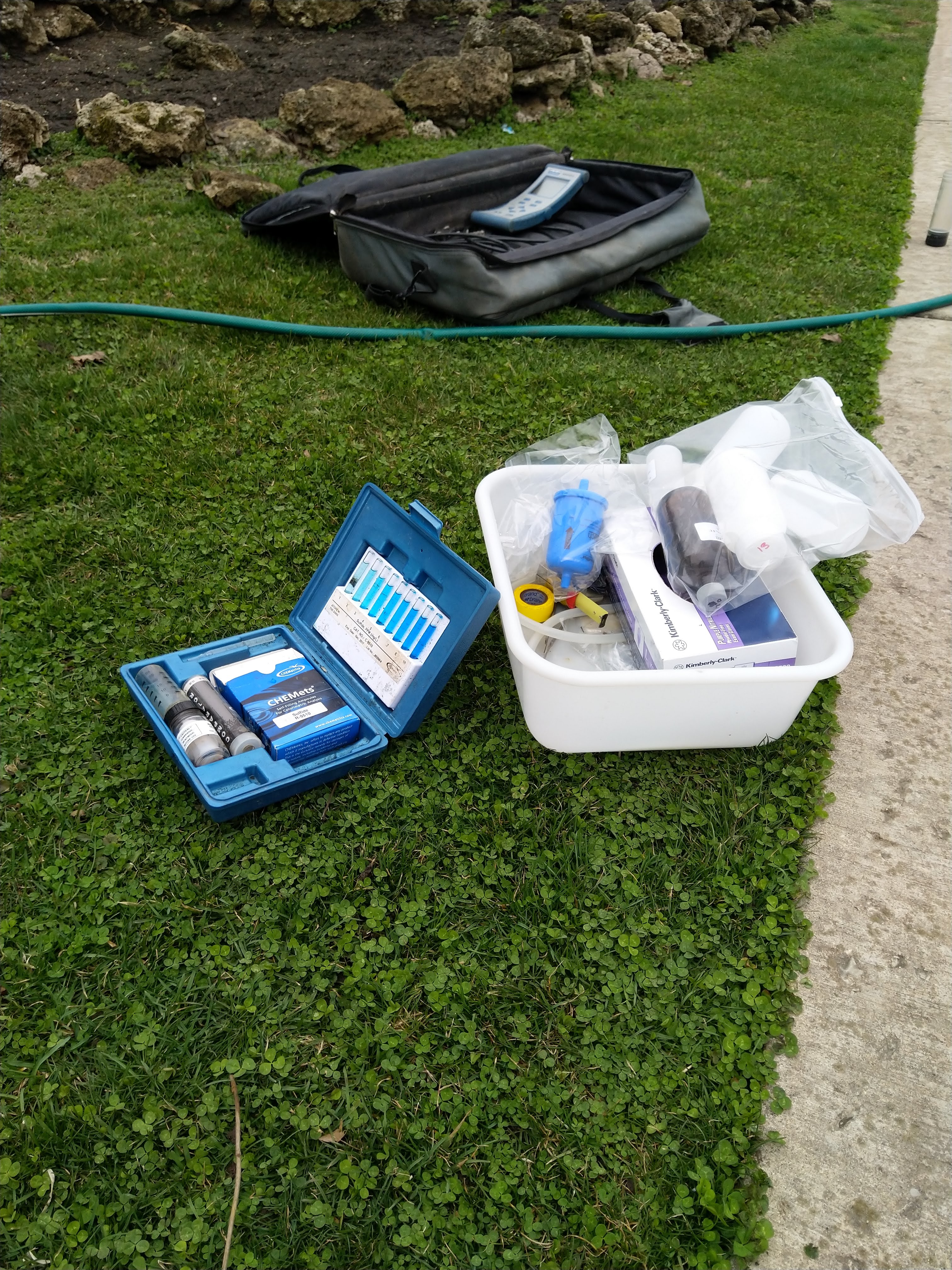Equipment for sampling laid and organized before use.