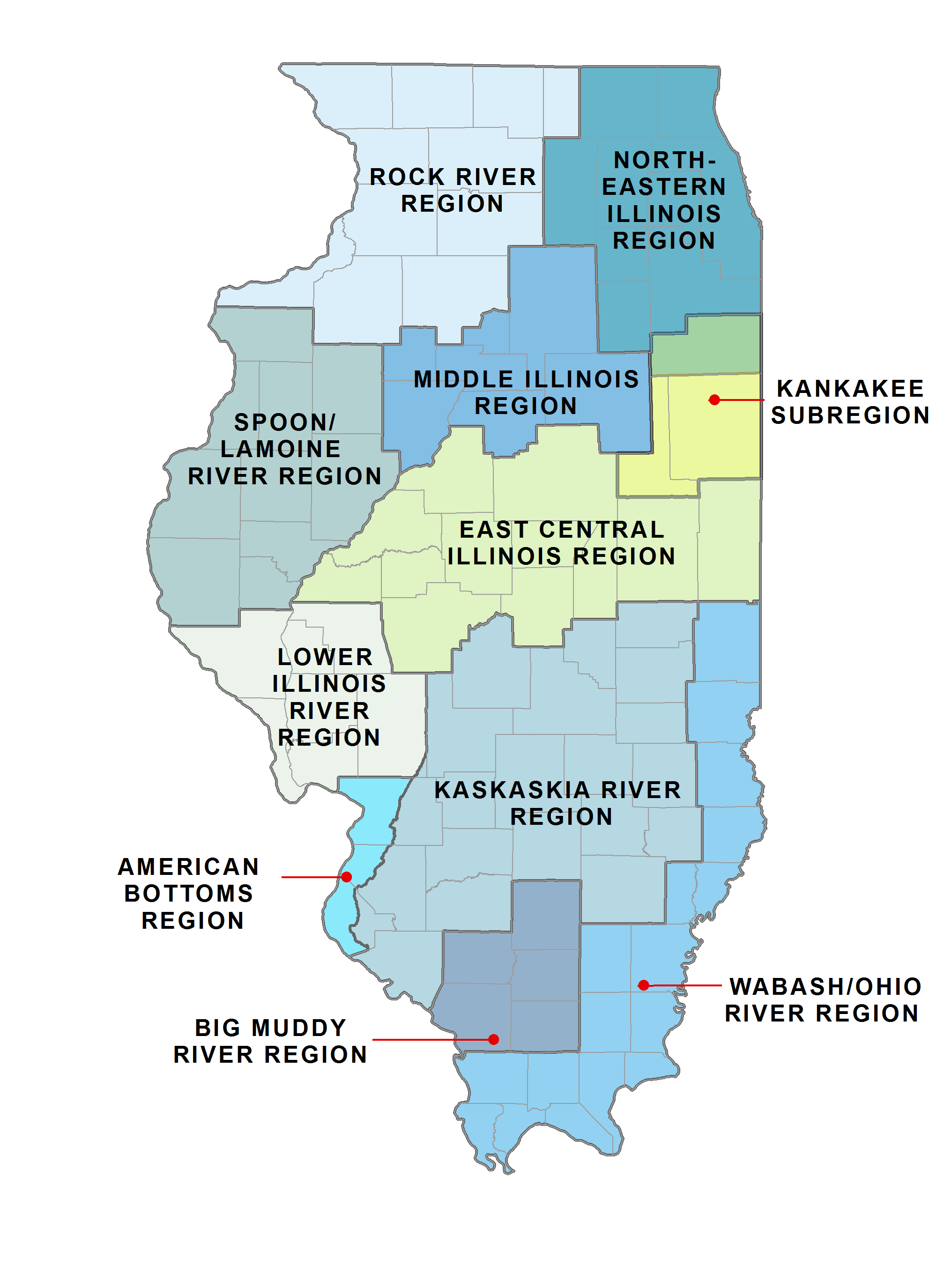 Illinois map of water planning regions