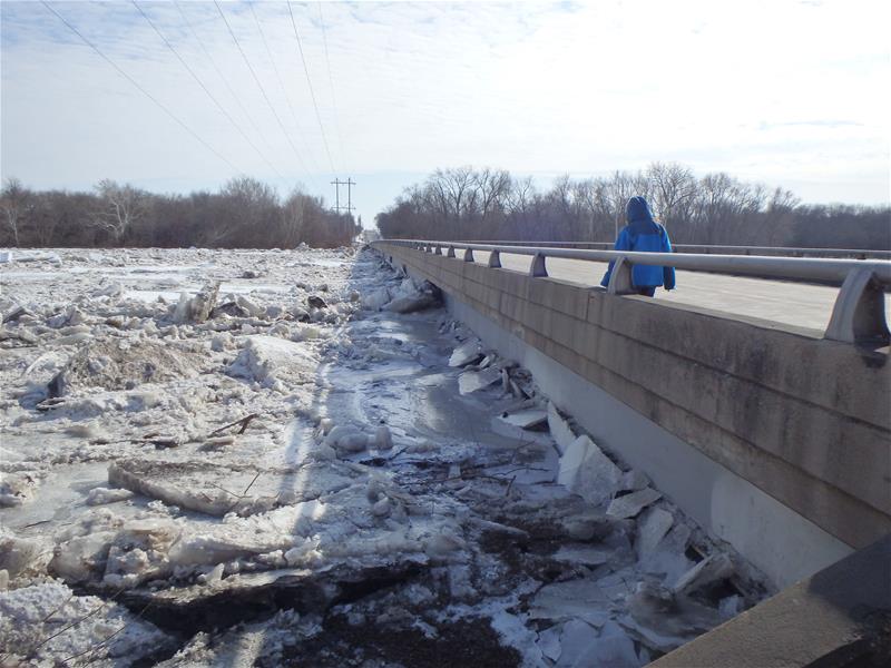 Ice Jam at Warner Bridge on the Kankakee River, 2/28/2014 P2280043