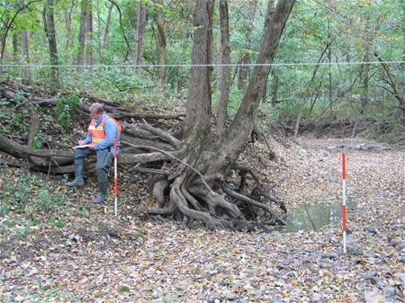 John Rodsater Collecting Geomorphic Assessment Data at South Kickapoo Creek IMG_0309