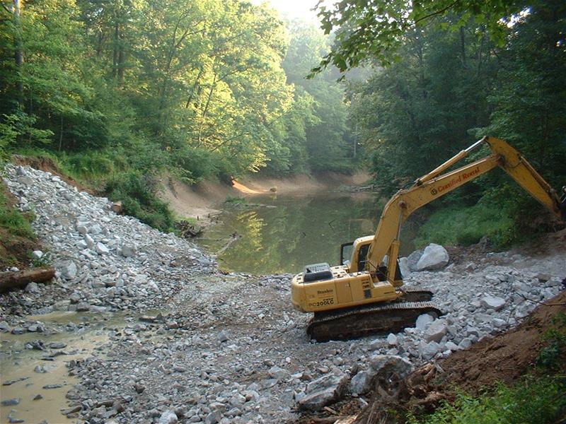 Looking Upstream at the Cache River Channel after Installation of Number 11 Riffle Structure lookingupr11