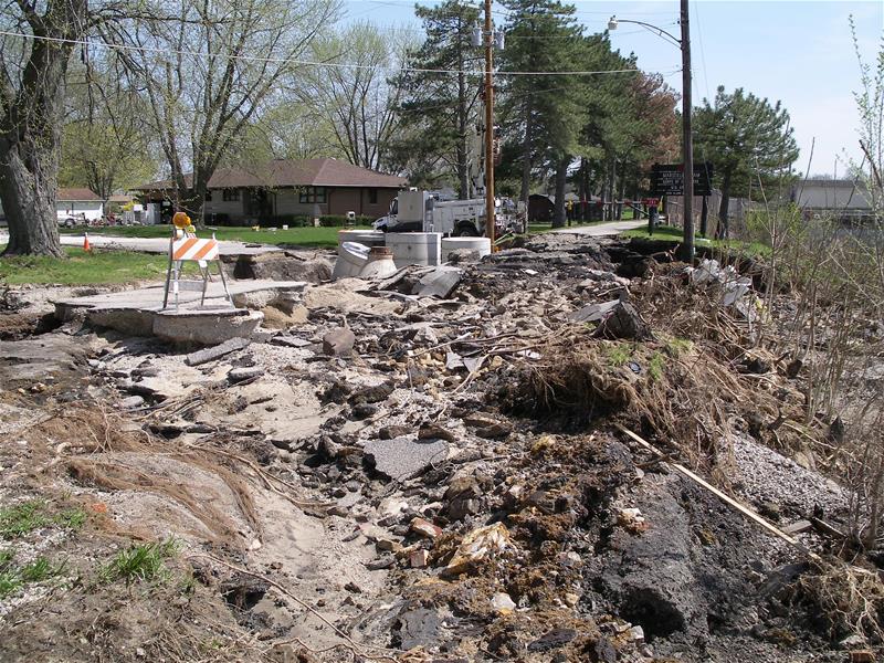 Street Damaged by Flood in Marseilles, Illinois 4/30/2013 IMGP3705